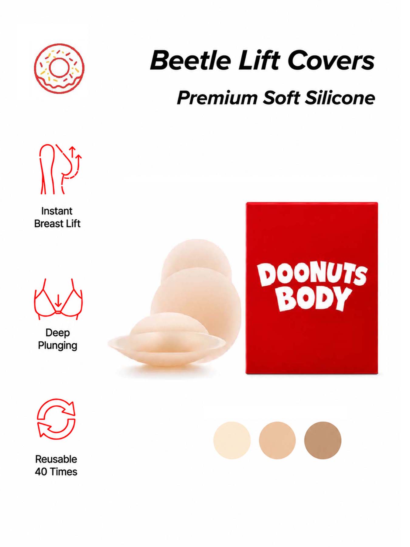 DOONUTS แผ่นปิดจุกนมซิลิโคนแบบ - Push Up Bra Silicone บทวิจารณ์และราคา